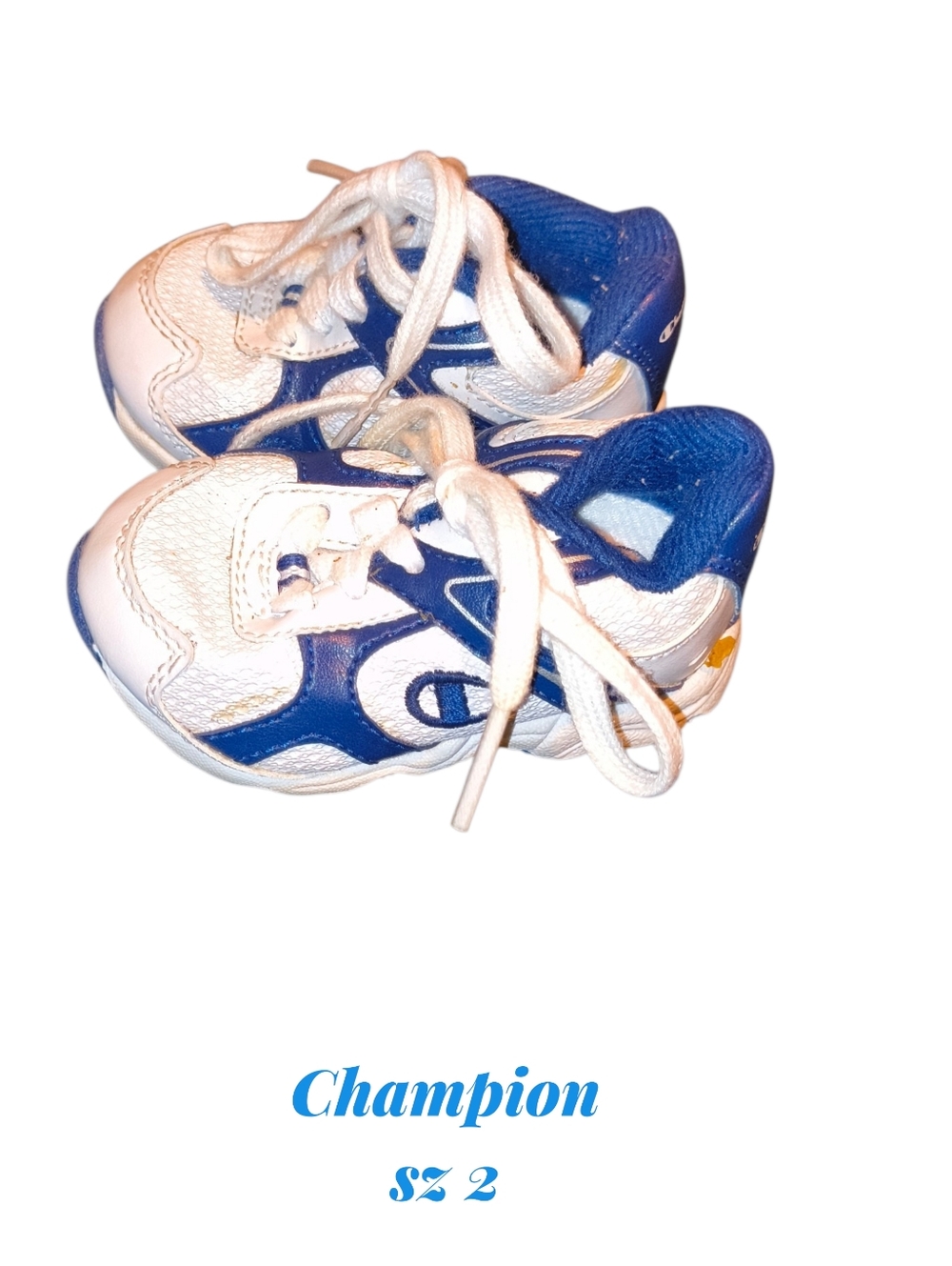 Champion Kids White and Blue Lace-Up Sneakers